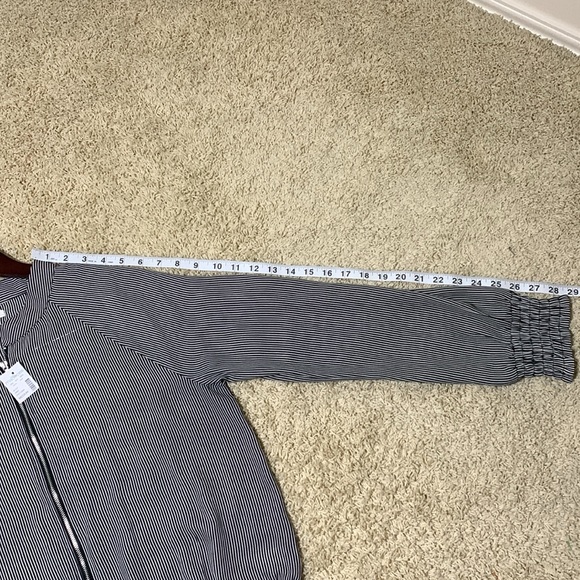 Maurices, black white striped front ruched cuff,  waistband lightweight jacket M - Picture 10 of 13